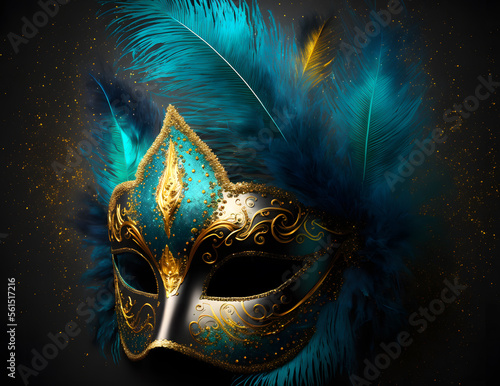 Venetian carnival mask. Fashion. Bookeh. Illustration. Generative AI © Stefano Astorri