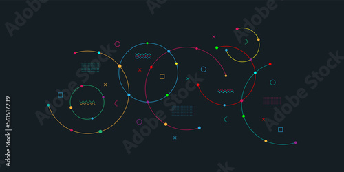 Digital geometric background with plexus circles. Abstract vector illustration of minimalistic design