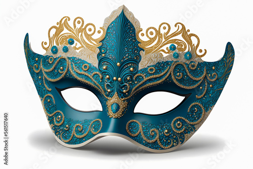 Venetian carnival mask isolated on white background. Illustration. Vector illustration. With decorations. Generaive AI