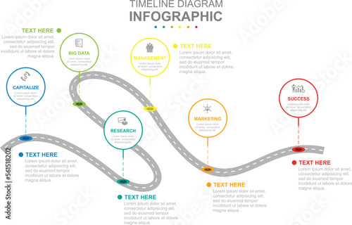 Infographic business template. Modern Timeline diagram with road journey concept presentation.