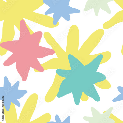 Stars seamless vector pattern for wrapping, digital paper, wallpaper, fabric print, textile design. Simple silhouette shape of shining star decorative element for kids, baby, children, sport.