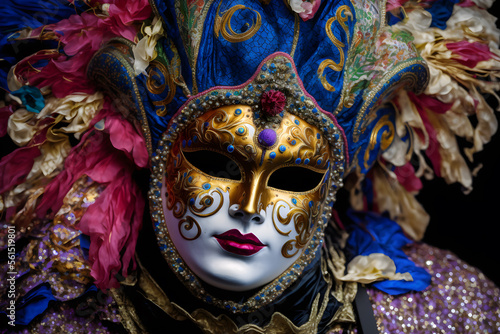 Venetian carnival mask costumes style. Illustration. Generative AI