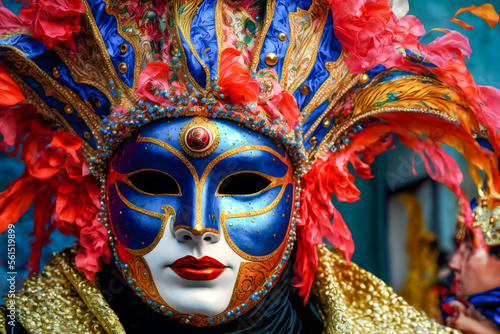 Venetian carnival mask. Illustration. Generative AI © Stefano Astorri