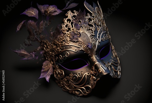 illustration of beautiful masquerade ball mask ornate decorated with flowers and flora