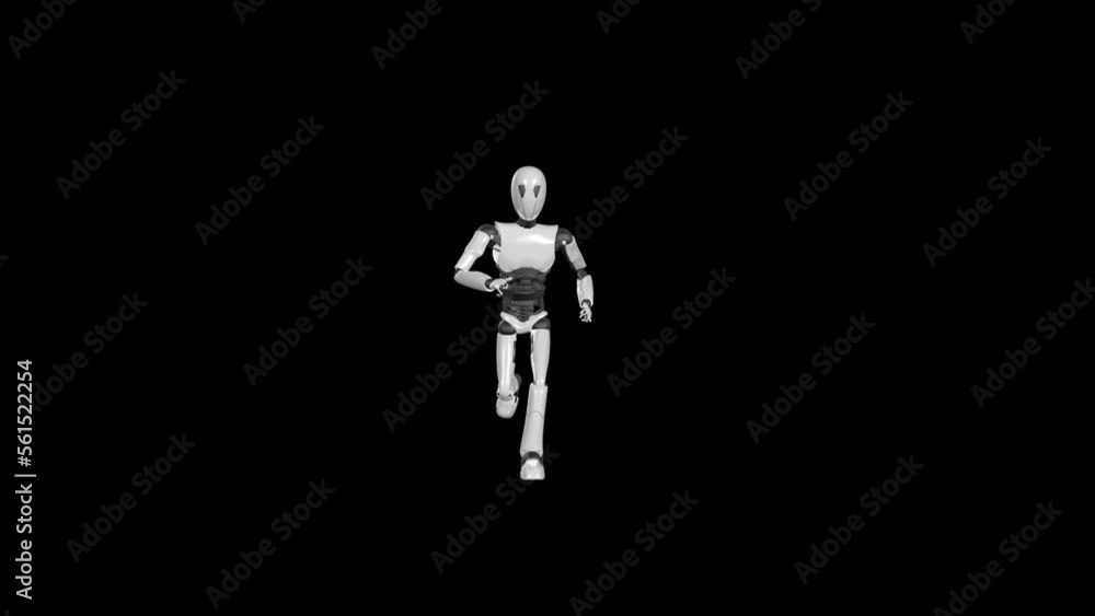 Humanoid Robot Run Transparent Alpha Video 3D Animation Humanoid Robot Run Transparent Alpha Video 3D Animation