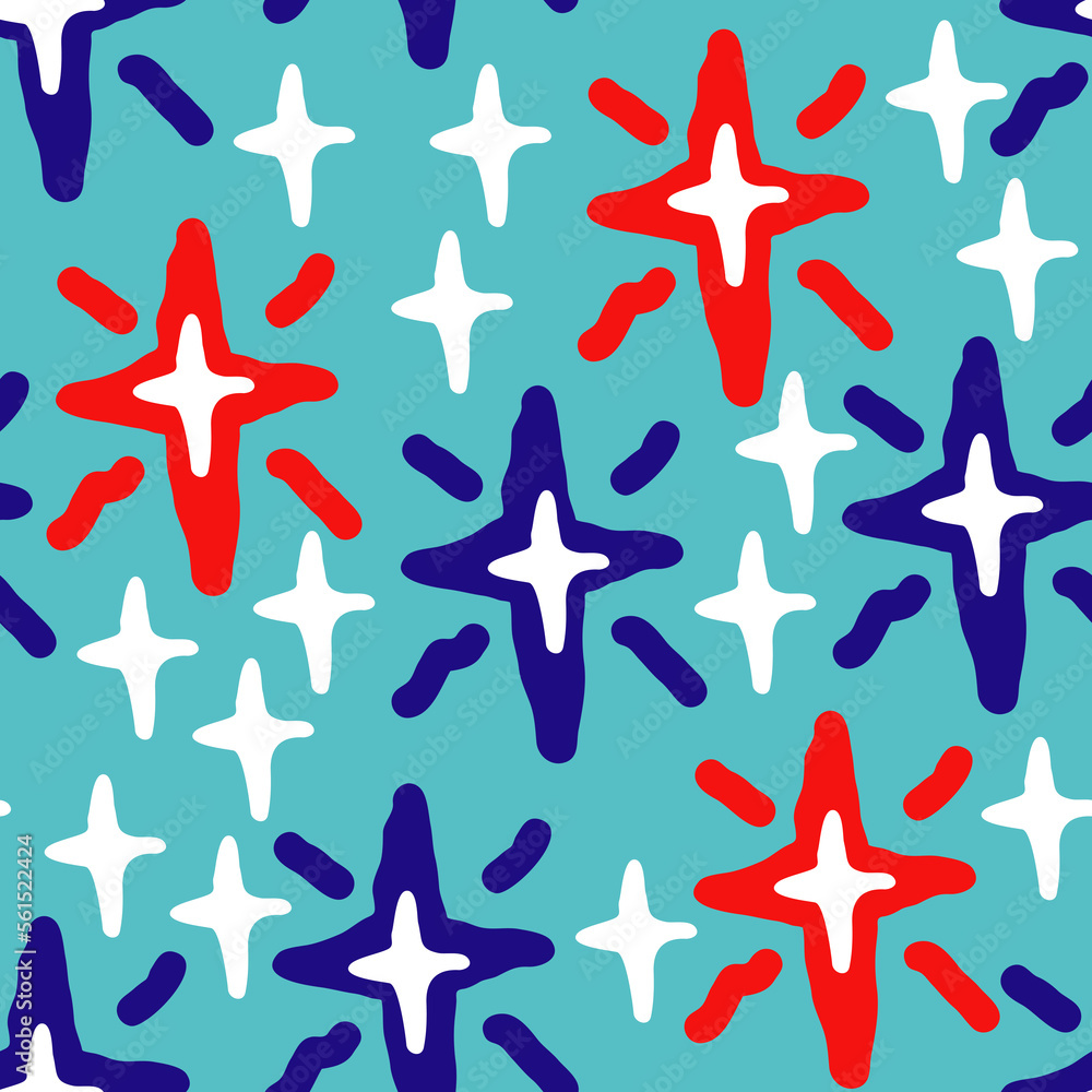 Stars seamless pattern for wrapping, digital paper, wallpaper, fabric print, textile design. Simple silhouette shape of shining star decorative element for kids, baby, children, sport. Stars seamless pattern for wrapping, digital paper, wallpaper, fabric print, textile design. Simple silhouette shape of shining star decorative element for kids, baby, children, sport.