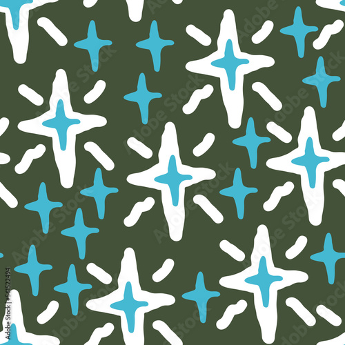 Stars seamless pattern for wrapping  digital paper  wallpaper  fabric print  textile design. Simple silhouette shape of shining star decorative element for kids  baby  children  sport.