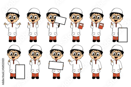 happy muslim kid carttoon illustration
