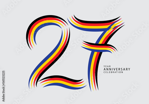 27 years anniversary celebration logotype colorful line vector, 27th birthday logo, 27 number, Banner template, vector design template elements for invitation card and poster. number design vector photo