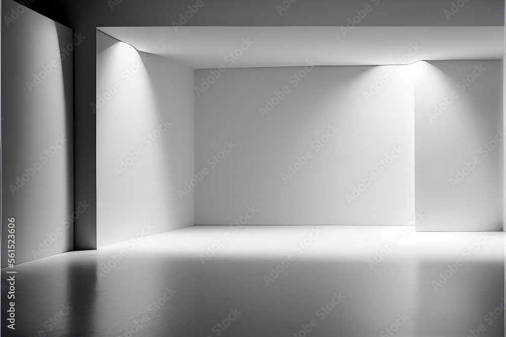 White studio room background with spotlight on. Illustrator Generative AI White studio room background with spotlight on. Illustrator Generative AI
