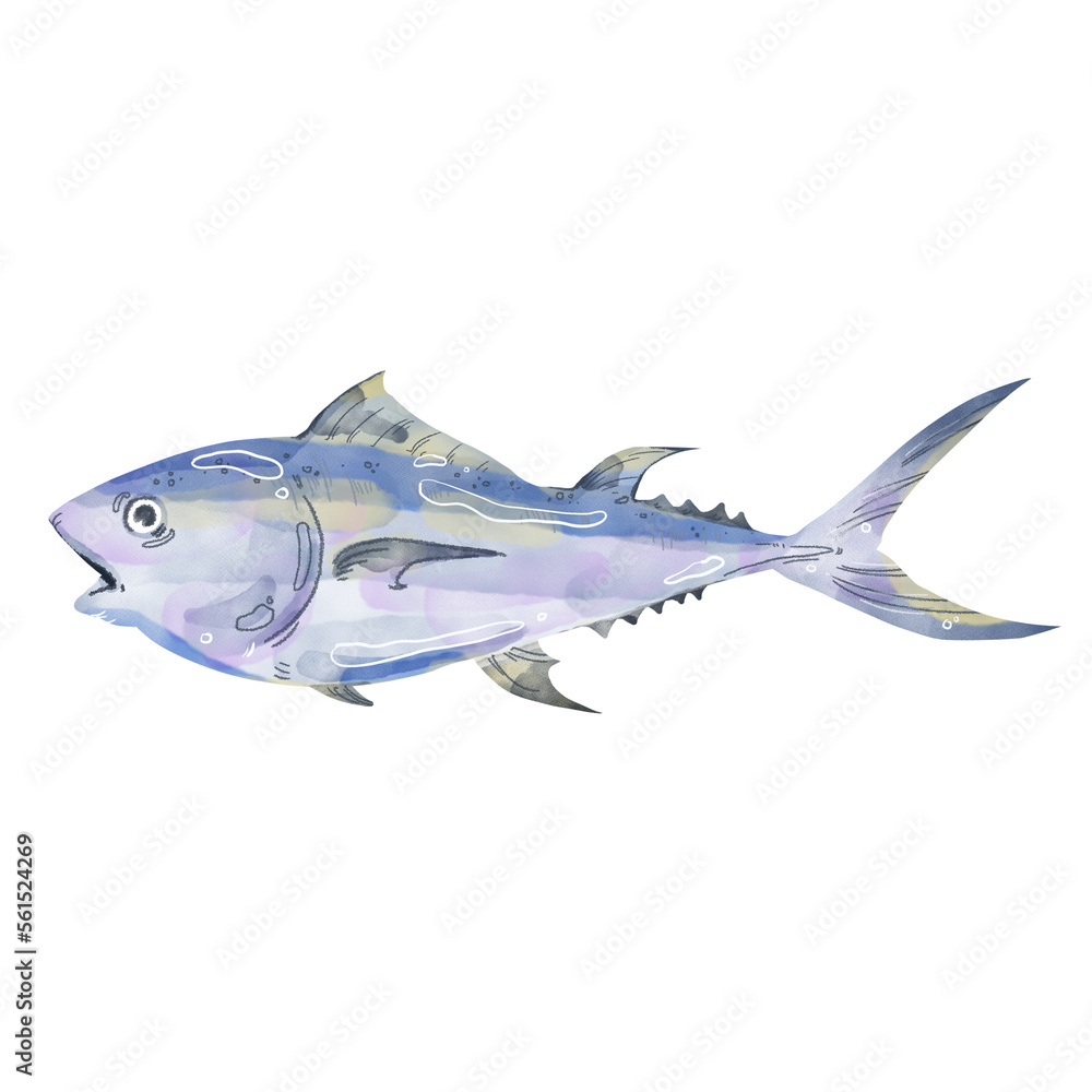 Naklejka premium watercolor tuna