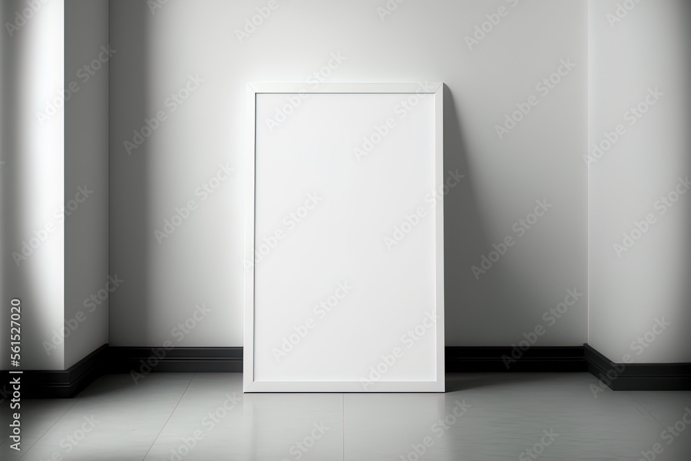 White Blank Placard Mockup Picture Photo Frames in Abstract Empty Room Art Gallery Museum extreme closeup. Generative AI White Blank Placard Mockup Picture Photo Frames in Abstract Empty Room Art Gallery Museum extreme closeup. Generative AI