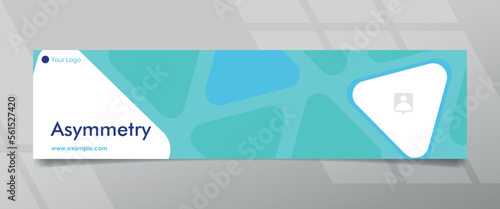 Asymmetry Blue Colored Triangle Shape Banner Template Design