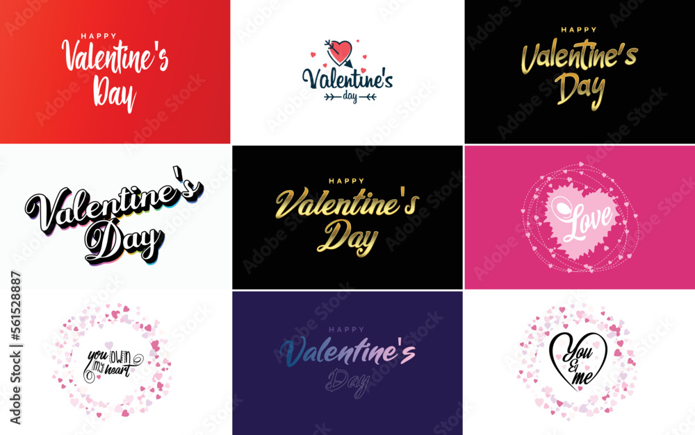 Happy Valentine's Day hand lettering calligraphy text and heart. isolated on white background vector illustration