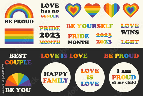 LGBT stickers set. Vector design for banner, poster, flyer, card or t-shirt print.