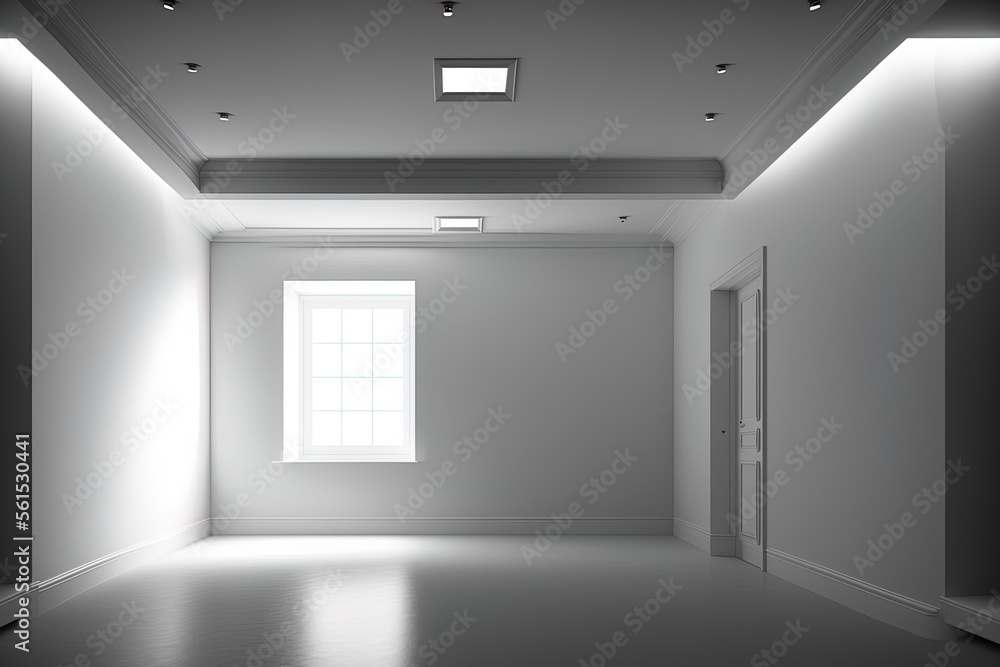 a large bright empty room with lighting. the interior design. Generative AI a large bright empty room with lighting. the interior design. Generative AI