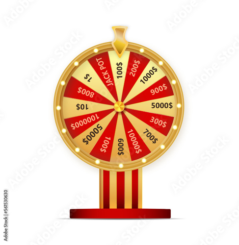 Wheel of fortune object isolated on white background.