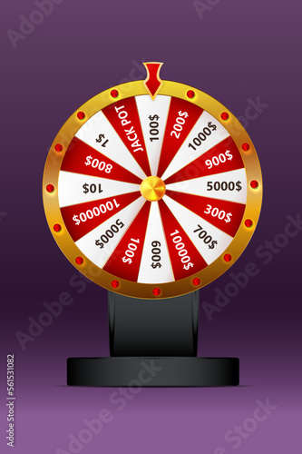 Fortune wheel vector illustration for gambling background and lottery win concept. Wheel fortune for game and win jackpot.