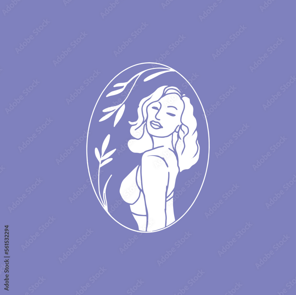 Beauty Potrait Woman Isolated Floral Oval Shape Beauty Potrait Woman Isolated Floral Oval Shape
