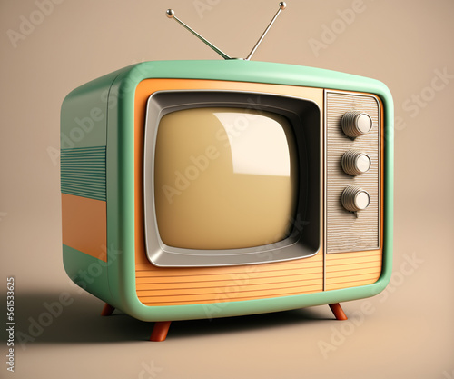 Vintage television with pastel colour, AI Generate