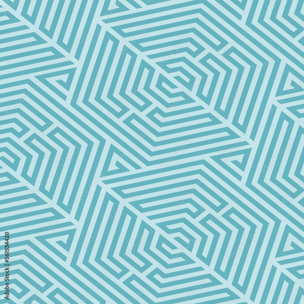 Turquoise blue background with geometric pattern. 