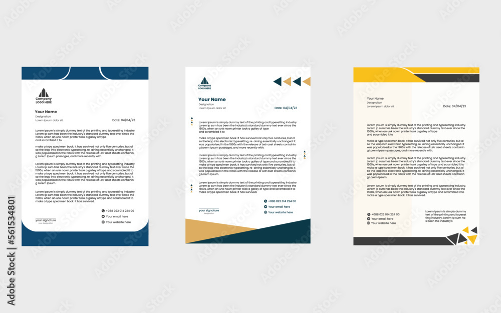  Modern company letterhead vector template collection