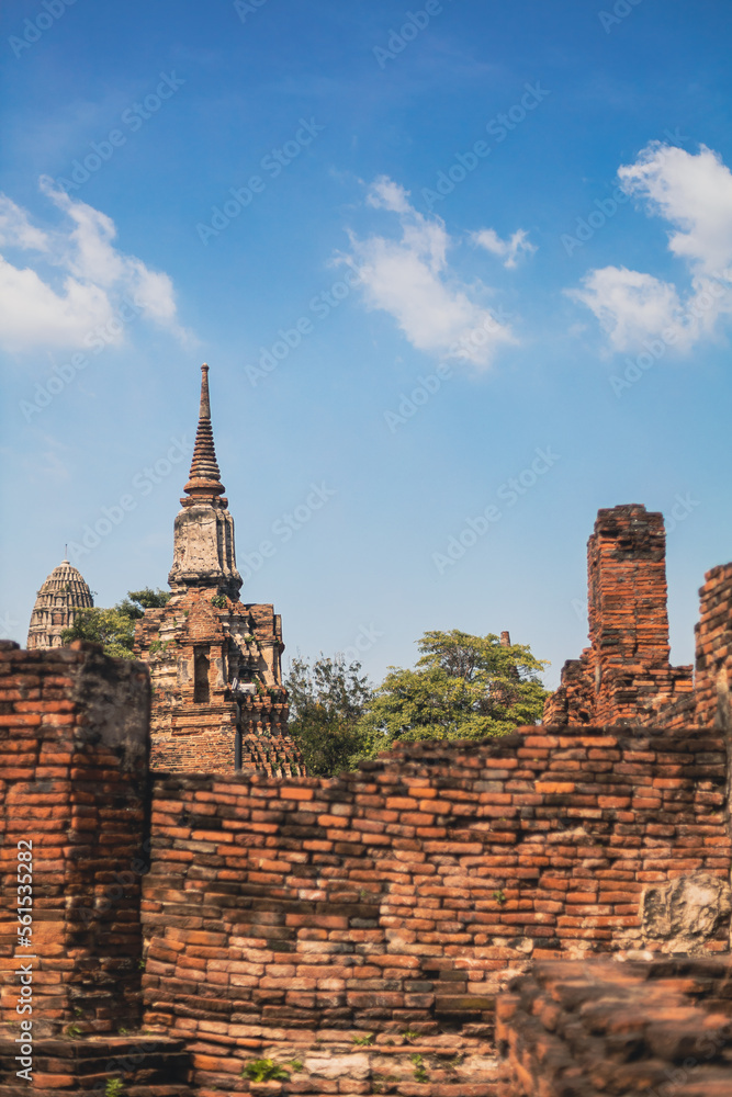 The beauty of buildings in Ayutthaya, Thailand It is a precious and rare thing.