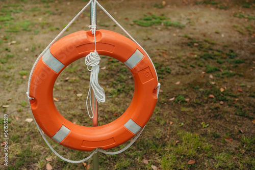 lifeline at the beach station. rescue of drowning. High quality photo