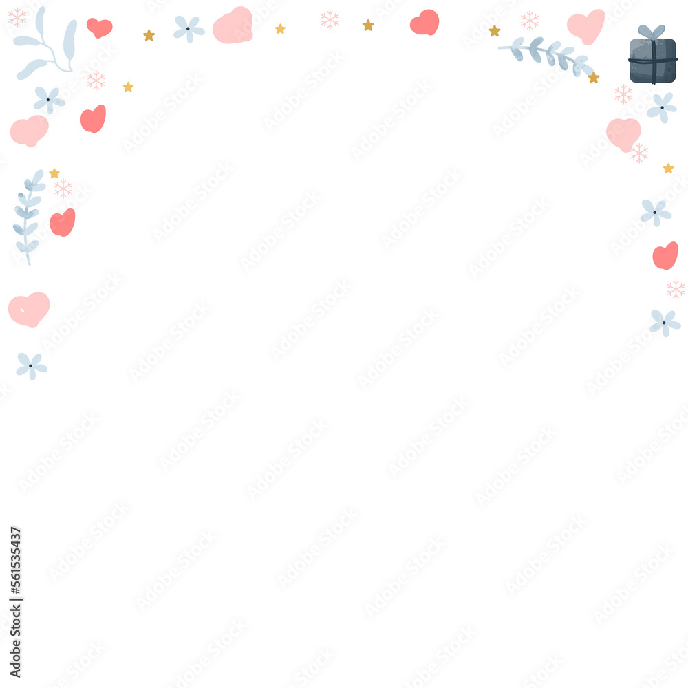 Pink flying hearts are isolated on transparent background—decoration for Valentine's day border or frame design.