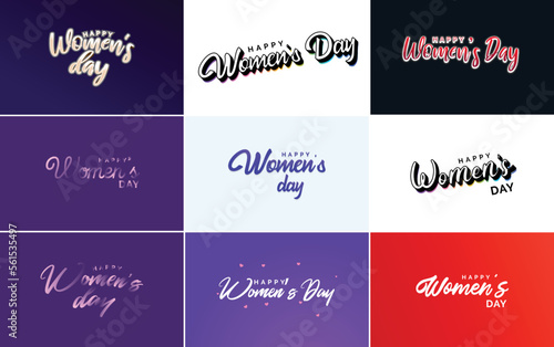 International Women's Day lettering with a love shape. suitable for use in cards. invitations. banners. posters. postcards. stickers. and social media posts © Muhammad