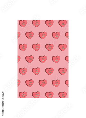 Groovy heart pattern poster. Valentines day background for cover, banner, poster, flyer. Funky pattern and texture in trendy retro 60s 70s cartoon style. Valentine's day decoration.