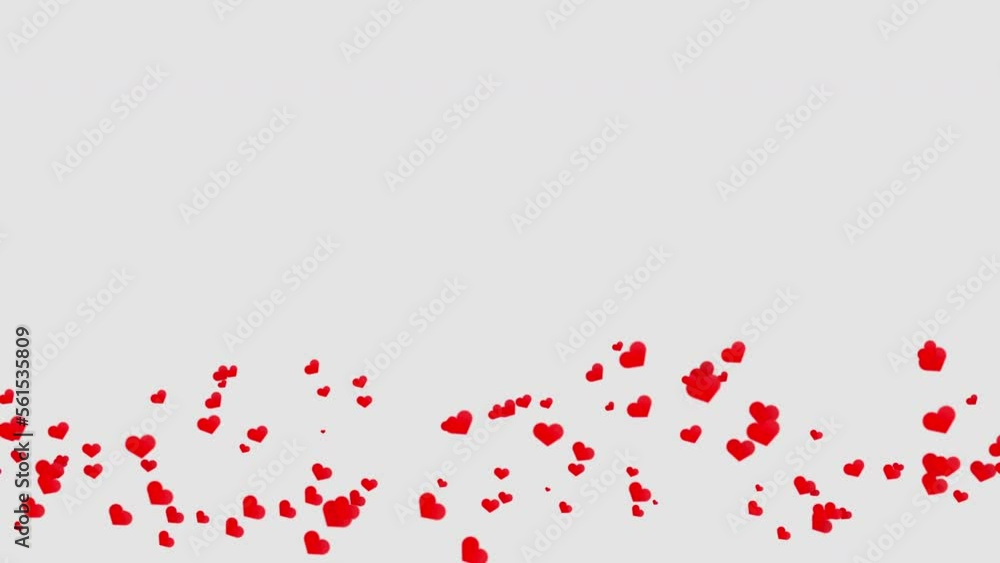 Animation of flying red hearts in the wind at the bottom. Romantic background. Animation of flying red hearts in the wind at the bottom. Romantic background.
