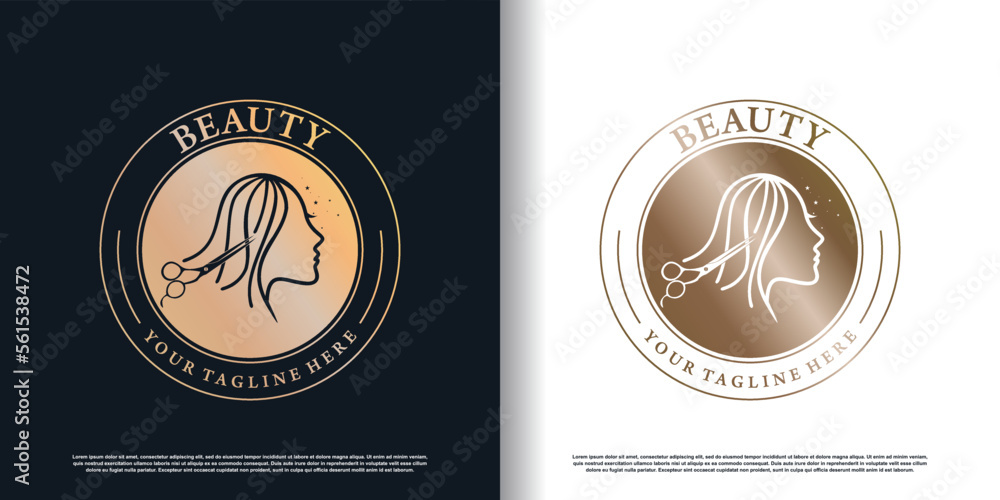 hair cut logo design vector for fashion with creative concept premium vector hair cut logo design vector for fashion with creative concept premium vector