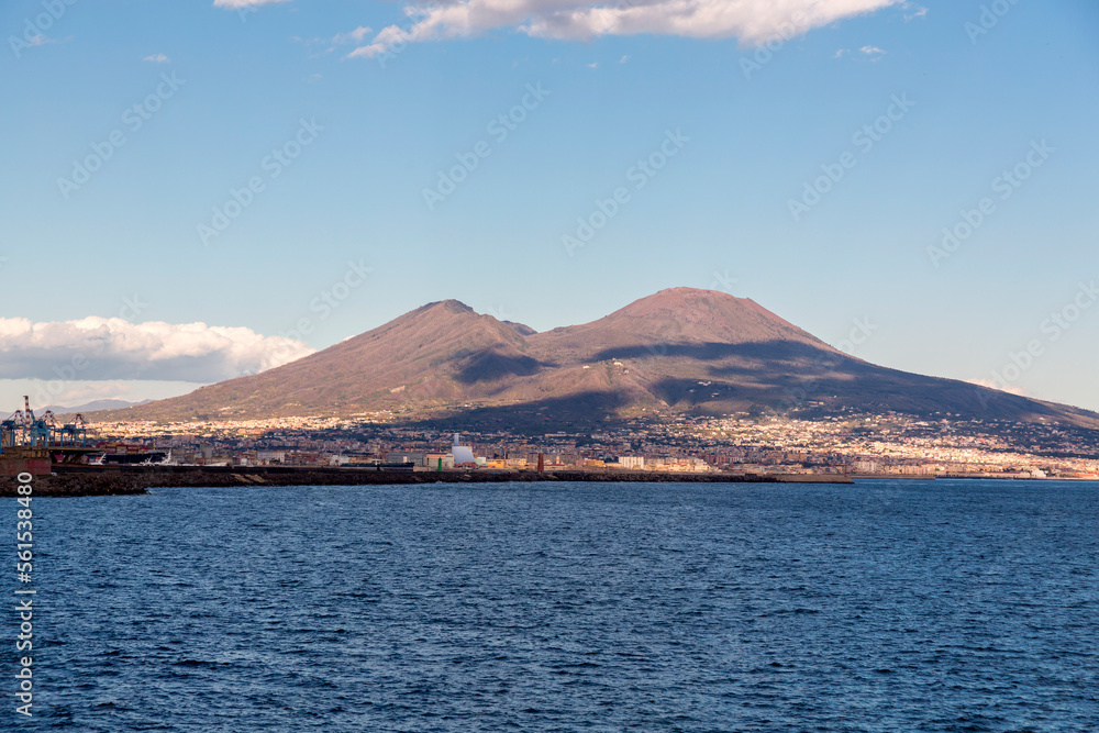 View of Mount Vesuvius from the city of Naples, Campania, Italy