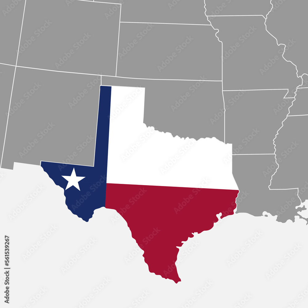 Obraz premium Texas state map with flag. Vector illustration.