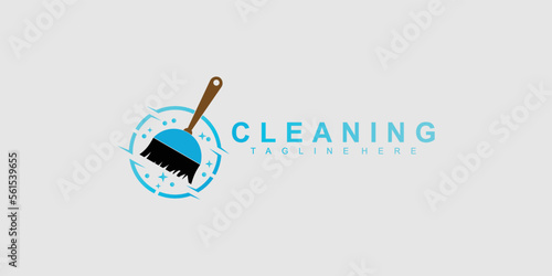 Simple cleaning logo design with unique concept premium vector