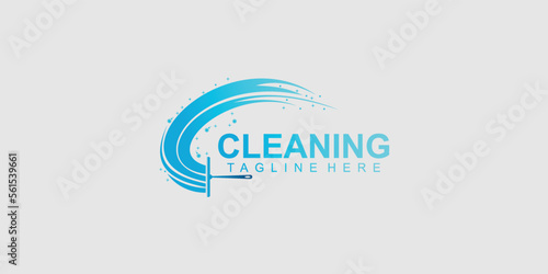 Simple cleaning logo design with unique concept premium vector