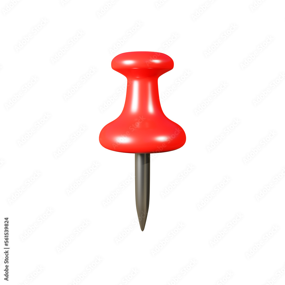 Red push pin isolate on white background with clipping path, 3d render illustration Red push pin isolate on white background with clipping path, 3d render illustration