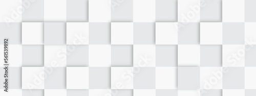 Abstract white square cubes of different sizes as background and texture. Abstract seamless square pattern with dimensional cubes. White and grey colors squares background.