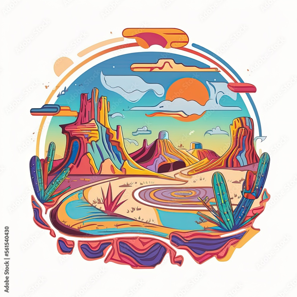 Fototapeta premium Tribal design of a stunning desert, cartoon, terracotta colors, flat vector illustration made with Generative