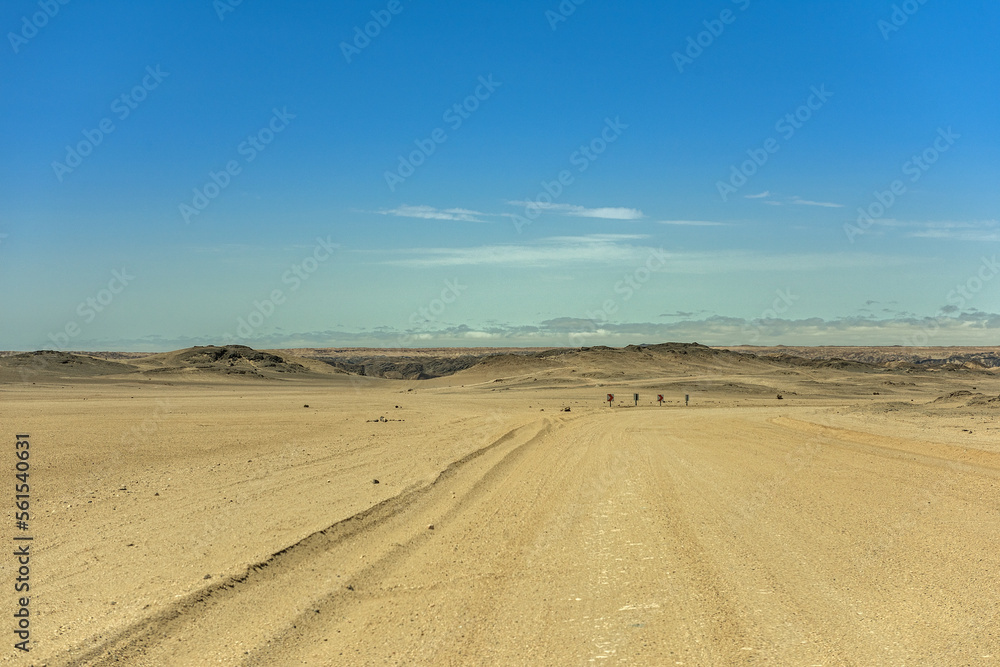 sand road through the moon landscape landscape near Swakopmund, Namibia