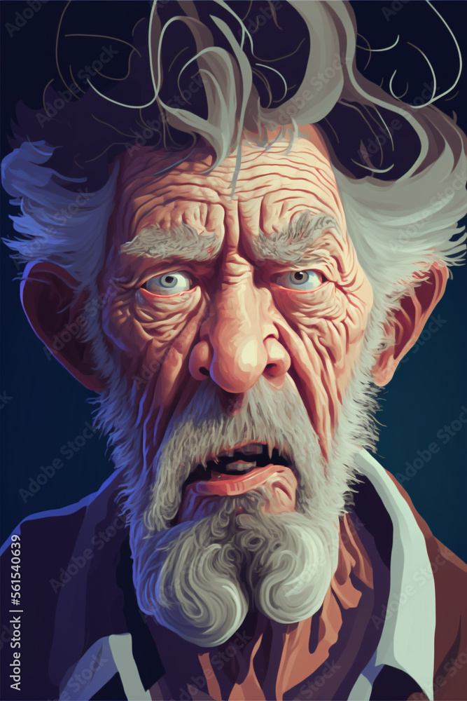 Generative Ai, cartoon style of old man