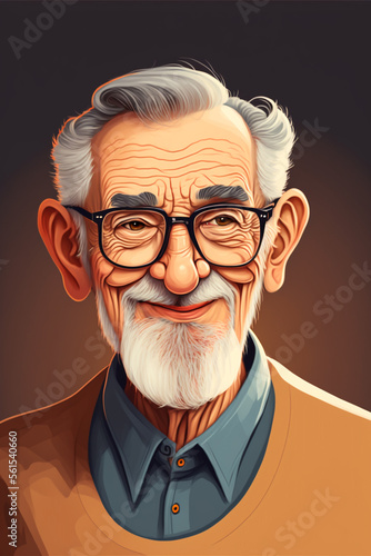 Old male person with glasses. Generative Ai illustration. © peakfinder