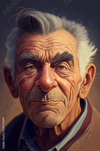 Generative Ai, cartoon style illustration of a sad old man © peakfinder