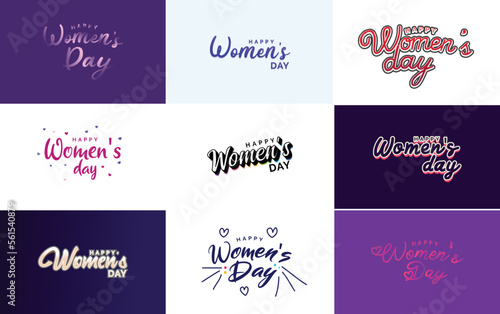 Set of cards with International Women s Day logo