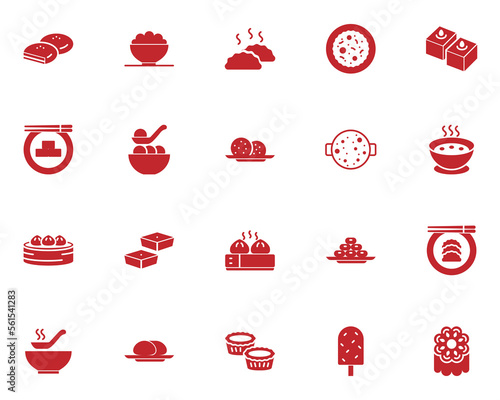 set of chinese food icons, traditional asian food