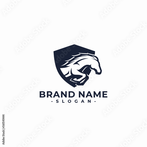 horse jumping from shield logo vector