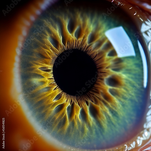 Macro extreme close up of human eye, eyelashes, pupil, iris, reflection, sclera, generative ai, realistic 