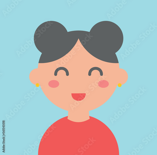 Cute girl. Vector illustration on blue background