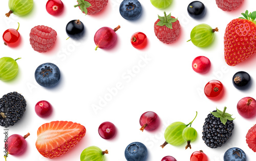 Fototapeta Naklejka Na Ścianę i Meble -  Forest berries frame isolated